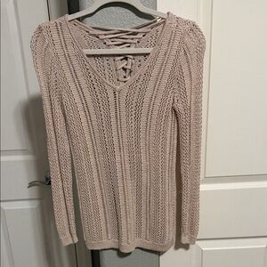 Guess Women's Light Beige V-Neck Sweater